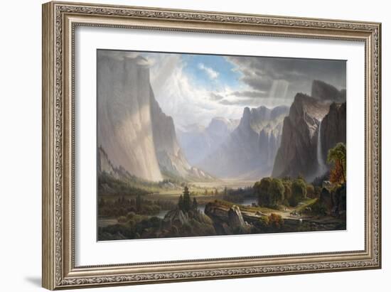 Yosemite Valley with Bridal Falls and Half-Dome in the Distance-null-Framed Giclee Print