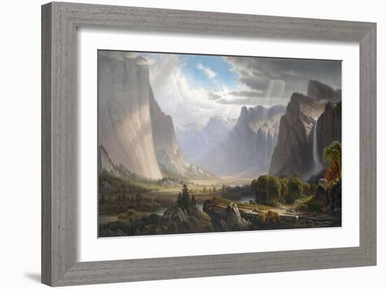 Yosemite Valley with Bridal Falls and Half-Dome in the Distance-null-Framed Giclee Print