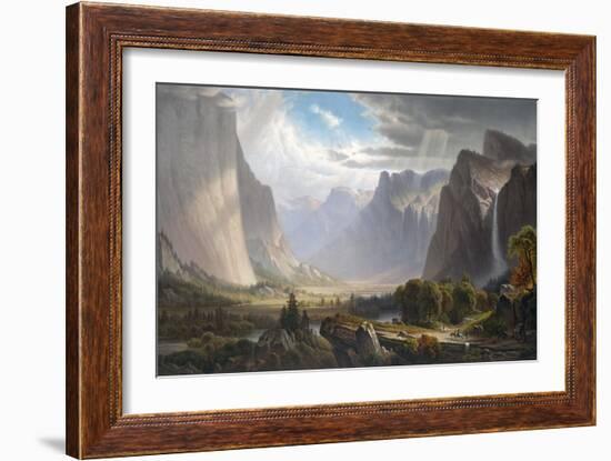 Yosemite Valley with Bridal Falls and Half-Dome in the Distance-null-Framed Giclee Print