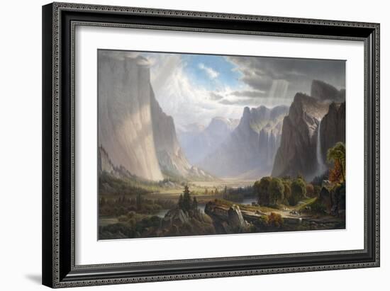 Yosemite Valley with Bridal Falls and Half-Dome in the Distance-null-Framed Giclee Print