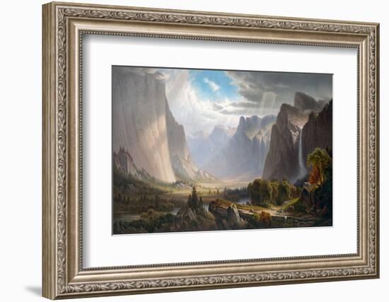 Yosemite Valley with Bridal Falls and Half-Dome in the Distance-Fine Art-Framed Photographic Print