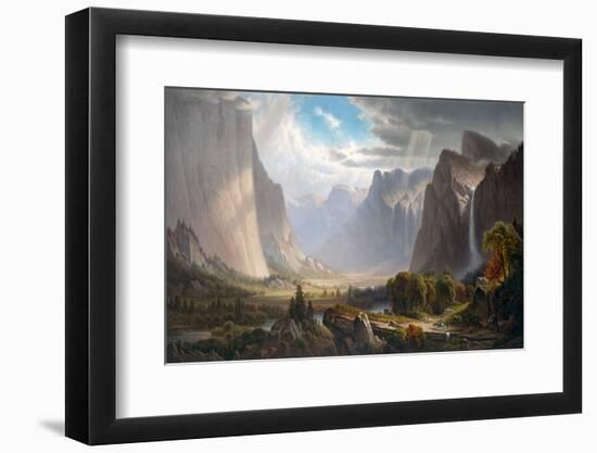 Yosemite Valley with Bridal Falls and Half-Dome in the Distance-Fine Art-Framed Photographic Print