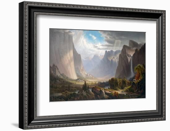 Yosemite Valley with Bridal Falls and Half-Dome in the Distance-Fine Art-Framed Photographic Print