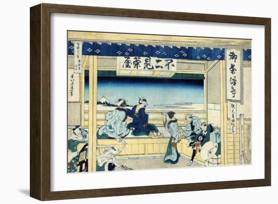 Yoshida on the Tokaido Highway, c.1830-Katsushika Hokusai-Framed Giclee Print