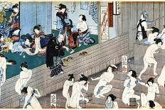 A Bath House Scene, Japan-Yoshiiku-Framed Premier Image Canvas