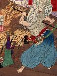 An Oiran with a Paper Kerchief in Her Mouth Advances Toward the Left-Yoshitoshi Taiso-Art Print