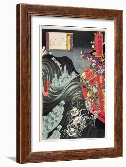 Yoshitsune, with Benkei and Other Retainers in their Ship Beset by the Ghosts of Taira, 1853-Kuniyoshi Utagawa-Framed Giclee Print
