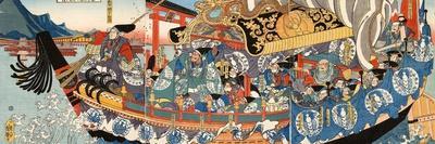Shuten Doji's Head Attacking Raiko's Band of Warriors-Yoshitsuya Utagawa-Framed Giclee Print