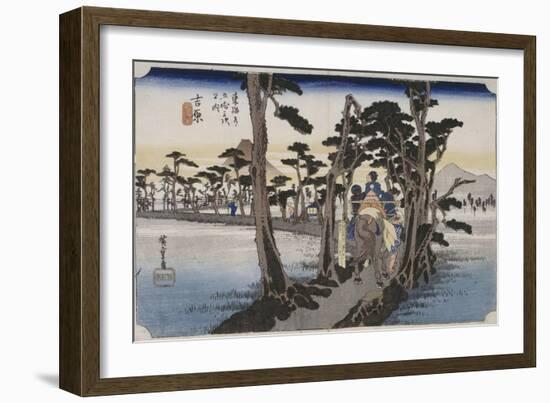 Yoshiwara, chemin bordé de cryptomerias dans la rizière-Ando Hiroshige-Framed Giclee Print