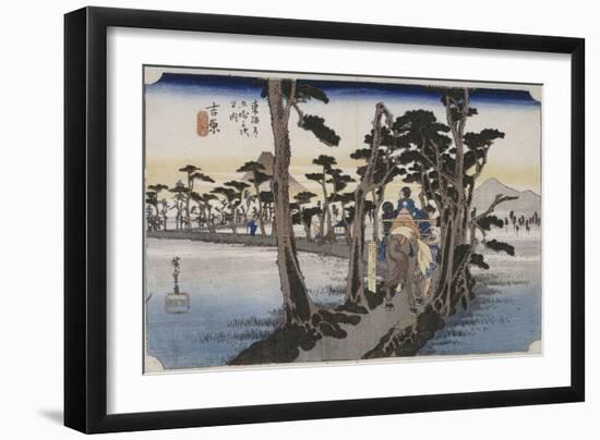 Yoshiwara, chemin bordé de cryptomerias dans la rizière-Ando Hiroshige-Framed Giclee Print