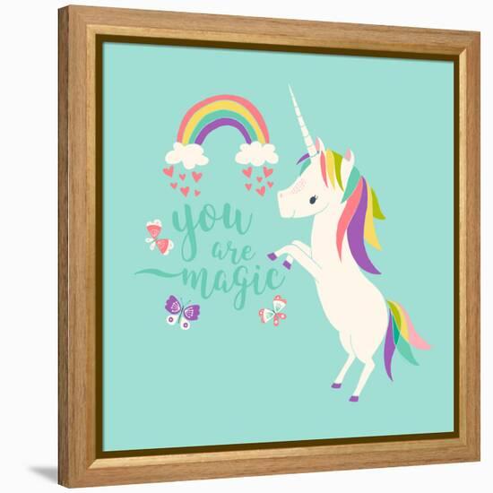 You are Magic - Rainbow and Unicorn-Heather Rosas-Framed Stretched Canvas