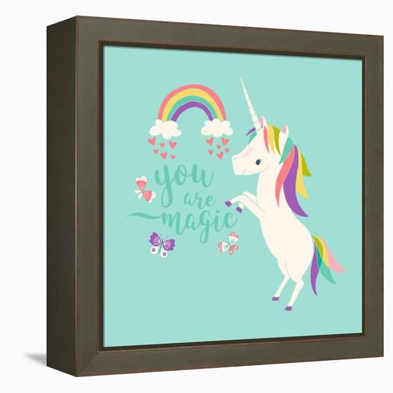 You are Magic - Rainbow and Unicorn-Heather Rosas-Framed Stretched Canvas