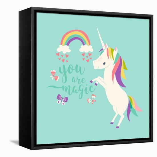 You are Magic - Rainbow and Unicorn-Heather Rosas-Framed Stretched Canvas