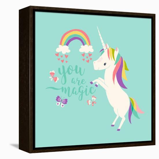 You are Magic - Rainbow and Unicorn-Heather Rosas-Framed Stretched Canvas