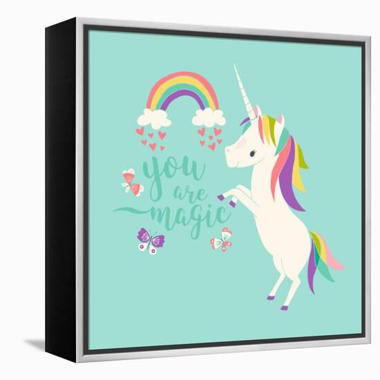 You are Magic - Rainbow and Unicorn-Heather Rosas-Framed Stretched Canvas