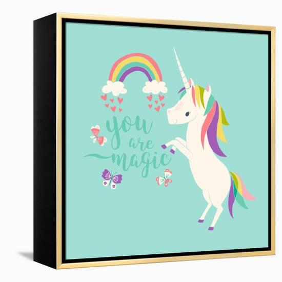 You are Magic - Rainbow and Unicorn-Heather Rosas-Framed Stretched Canvas