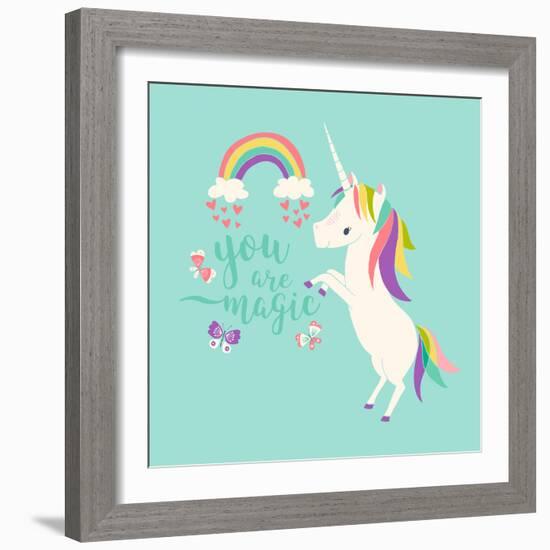 You are Magic - Rainbow and Unicorn-Heather Rosas-Framed Art Print