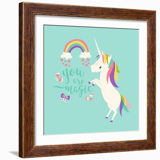 You are Magic - Rainbow and Unicorn-Heather Rosas-Framed Art Print