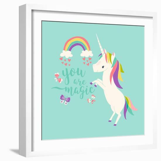 You are Magic - Rainbow and Unicorn-Heather Rosas-Framed Art Print