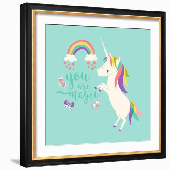 You are Magic - Rainbow and Unicorn-Heather Rosas-Framed Art Print