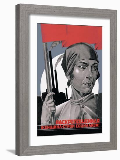 You Are Now a Free Woman, Help Build Socialism!-Adolf Strakhov-Framed Art Print