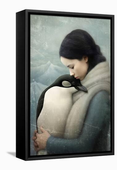 You are Safe - Penguin-Paula Belle Flores-Framed Stretched Canvas