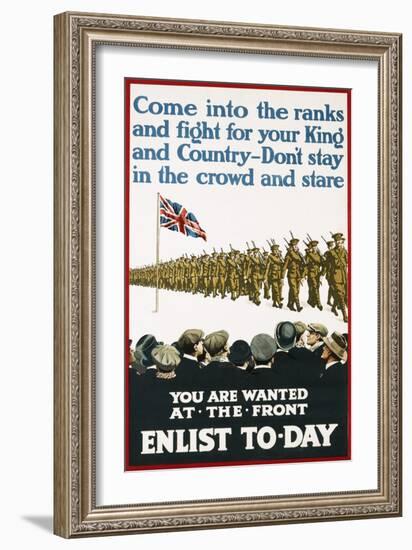 You are Wanted at the Front, Enlist Today Recruitment Poster-null-Framed Giclee Print