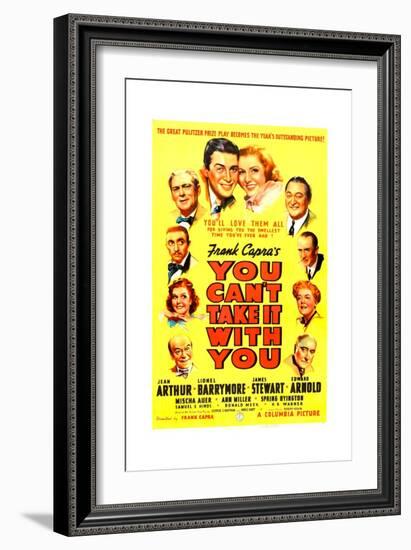 YOU CAN'T TAKE IT WITH YOU, James Stewart, Jean Arthur, 1938.-null-Framed Premium Giclee Print