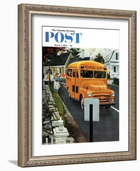 "You Forgot Your Lunch!" Saturday Evening Post Cover, March 5, 1955-George Hughes-Framed Giclee Print