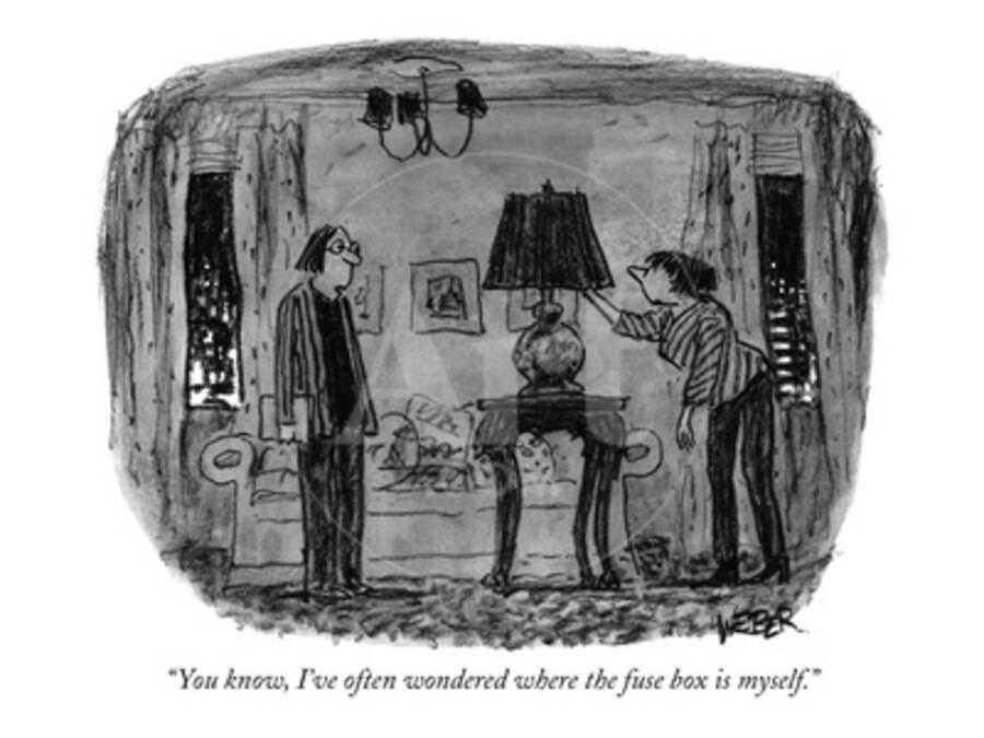 "You know, I've often wondered where the fuse box is myself." - New Yorker Cartoon Premium Giclee Print by Robert Weber | Art.com