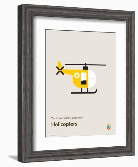 You Know What's Awesome? Helicopters (Gray)-Wee Society-Framed Art Print