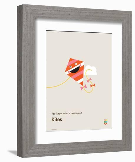 You Know What's Awesome? Kites (Gray)-Wee Society-Framed Premium Giclee Print