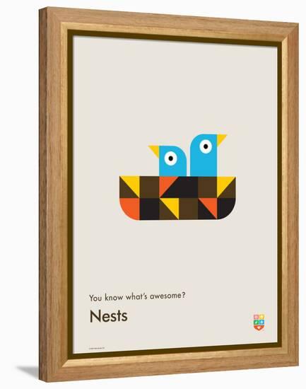 You Know What's Awesome? Nests (Gray)-Wee Society-Framed Stretched Canvas