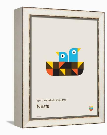 You Know What's Awesome? Nests (Gray)-Wee Society-Framed Stretched Canvas