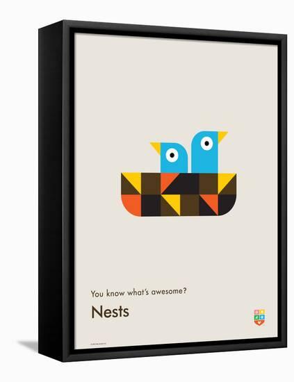 You Know What's Awesome? Nests (Gray)-Wee Society-Framed Stretched Canvas