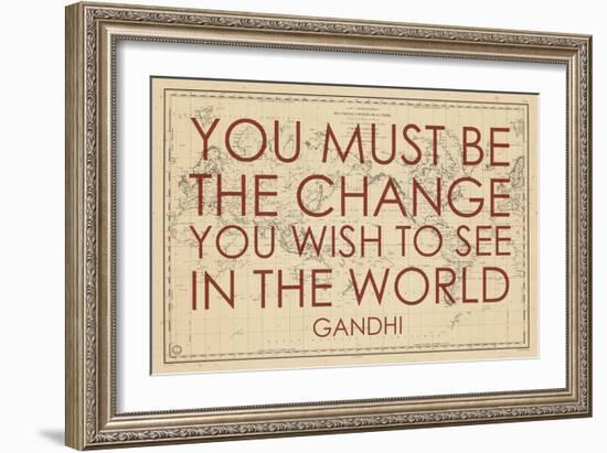 You must Be the Change You Wish to See in the World (Gandhi) - 1835, World Map-null-Framed Giclee Print