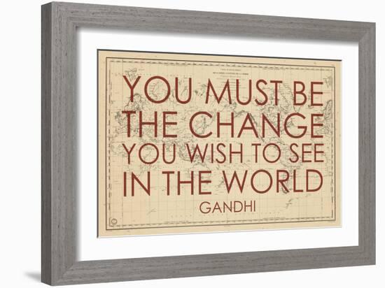 You must Be the Change You Wish to See in the World (Gandhi) - 1835, World Map-null-Framed Giclee Print