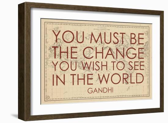 You must Be the Change You Wish to See in the World (Gandhi) - 1835, World Map-null-Framed Giclee Print