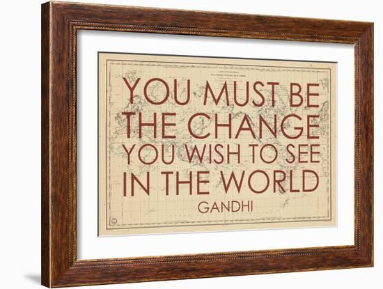 You must Be the Change You Wish to See in the World (Gandhi) - 1835, World Map-null-Framed Giclee Print