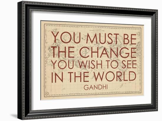 You must Be the Change You Wish to See in the World (Gandhi) - 1835, World Map-null-Framed Giclee Print