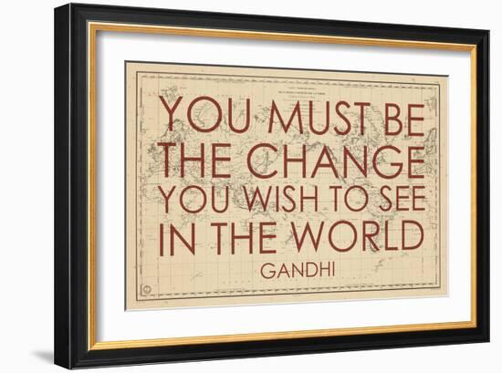 You must Be the Change You Wish to See in the World (Gandhi) - 1835, World Map-null-Framed Giclee Print