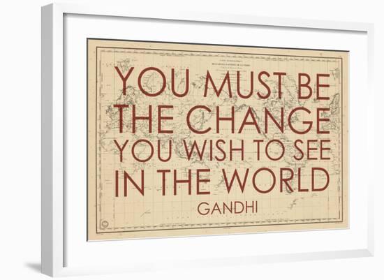 You must Be the Change You Wish to See in the World (Gandhi) - 1835, World Map-null-Framed Giclee Print