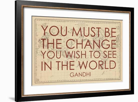 You must Be the Change You Wish to See in the World (Gandhi) - 1835, World Map-null-Framed Giclee Print