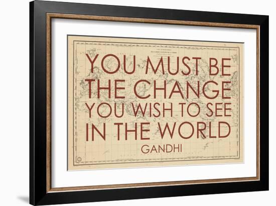 You must Be the Change You Wish to See in the World (Gandhi) - 1835, World Map-null-Framed Premium Giclee Print