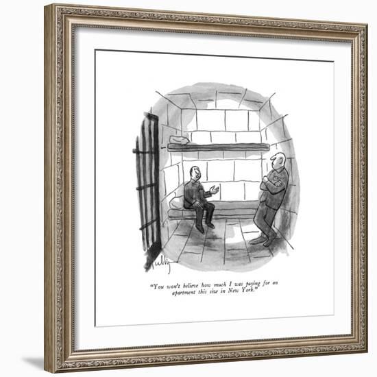 "You won' t believe how much I was paying for an apartment this size in Ne?" - New Yorker Cartoon-James Mulligan-Framed Premium Giclee Print