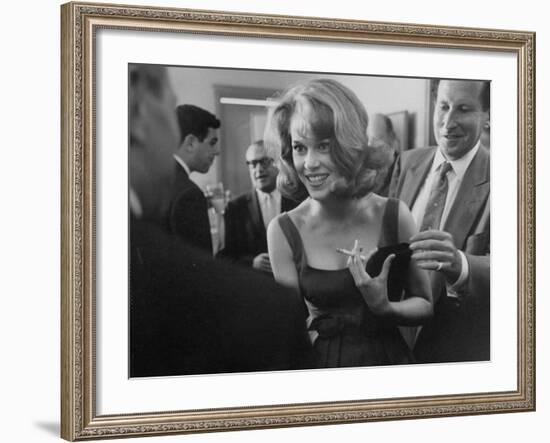 Young Actress Jane Fonda at a Cocktail Party Given for Her-Allan Grant-Framed Premium Photographic Print