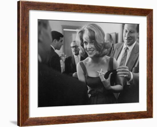 Young Actress Jane Fonda at a Cocktail Party Given for Her-Allan Grant-Framed Premium Photographic Print