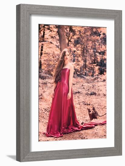 Young Adult Female in Woodland-Sabine Rosch-Framed Photographic Print