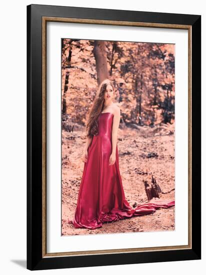 Young Adult Female in Woodland-Sabine Rosch-Framed Photographic Print