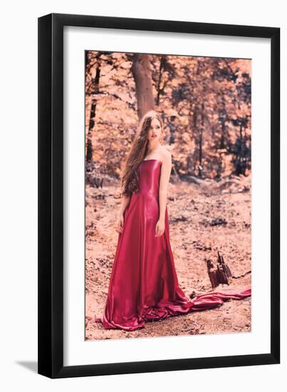 Young Adult Female in Woodland-Sabine Rosch-Framed Photographic Print